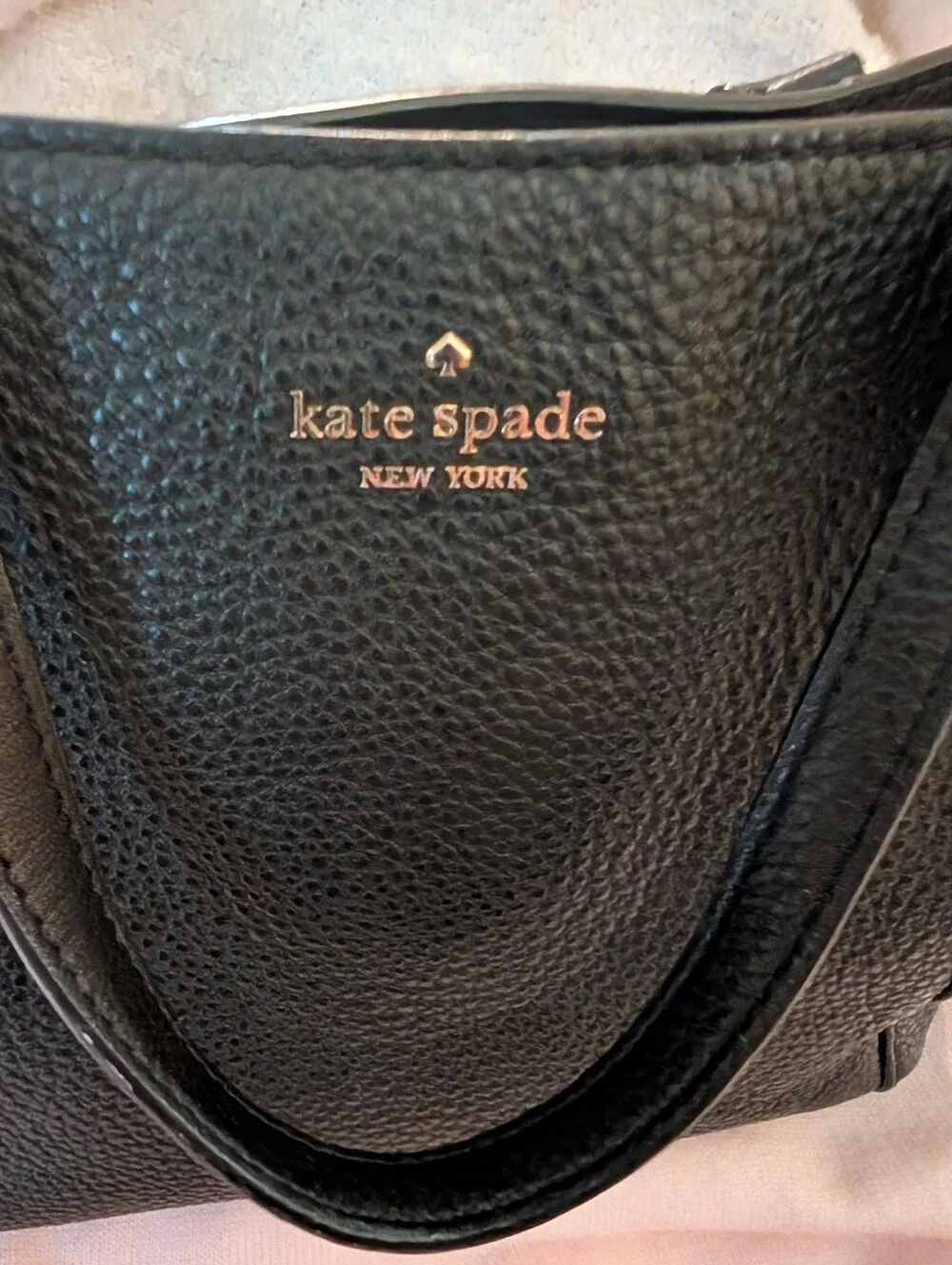 kate spade Black Pebbled Leather Small Structured Bag with Top Handles